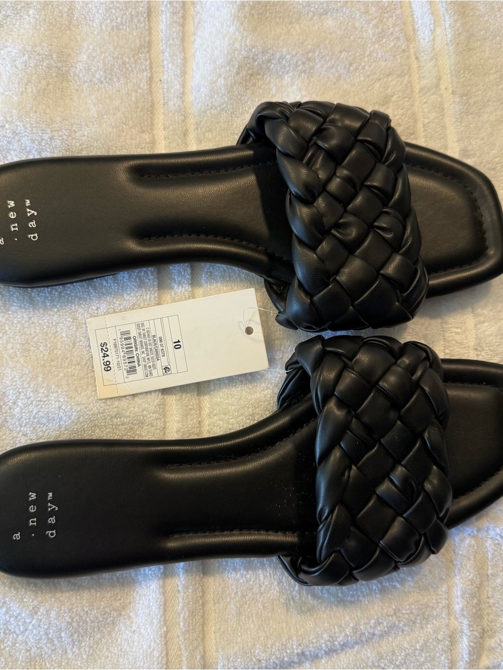 a new day Black Braided Square-Toe Slide Sandals - Picture 4 of 6